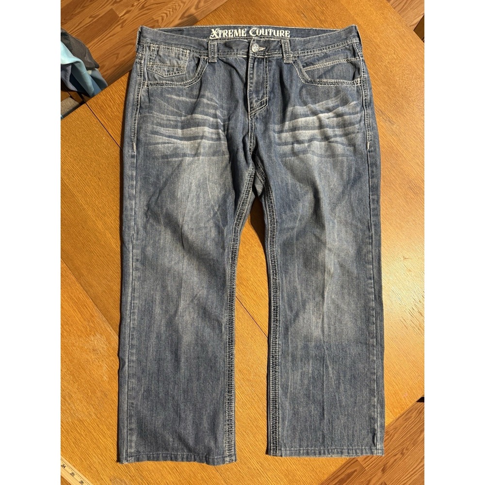 Vtg Xtreme Couture Jeans  Men's 40 X 27" Baggy Wide Leg‎ Skater Embroidered Y2K